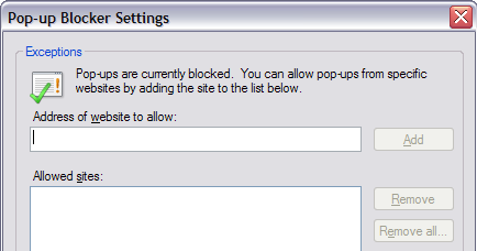 turn off popup blocker