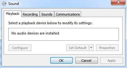 no audio devices