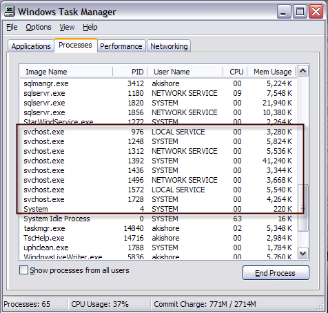 windows xp home cpu usage 100