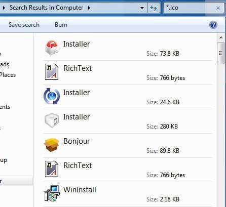 search icons windows