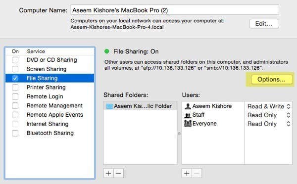 enable file sharing