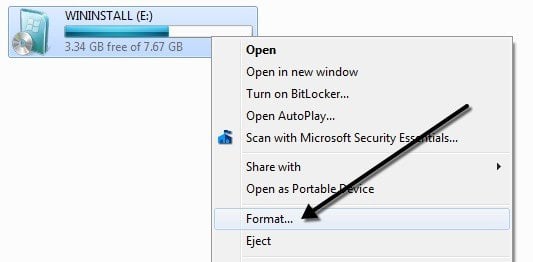 windows 10 format usb drive ntfs