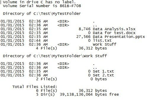 How to Print a List of Files in a Windows Directory - 86