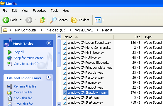 cómo cambiar los sonidos de inicio en Windows XP