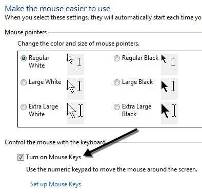 turn on mouse keys