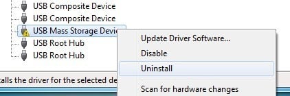 uninstall usb