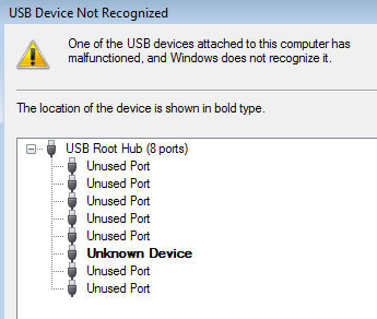 dispositivo usb desconocido