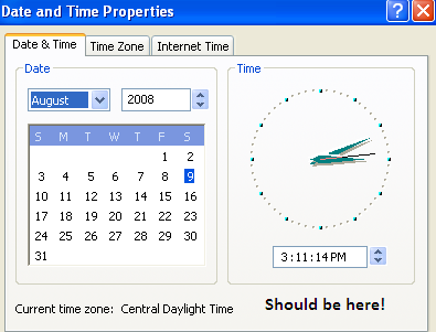 how to be change Military Time in Kitchen windows xp