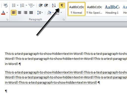 find hidden text in word 2010