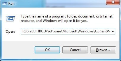 registry enable run cmd