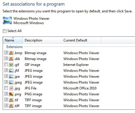 set program associations