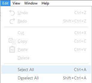 edit select all