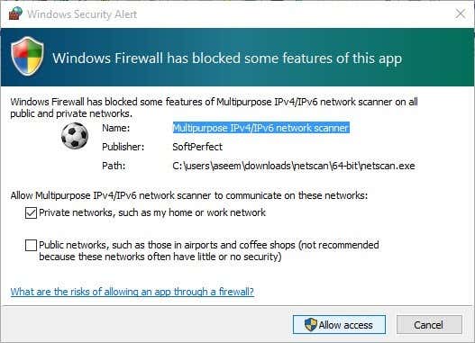 firewall blocked program