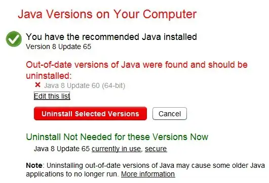 java ver 8 update 60