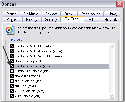 Dateien im AVI-Format im Mediaplayer-Codec abspielen