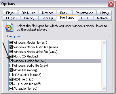 Unable to play avi-Dokumentation in Windows Media Player 11