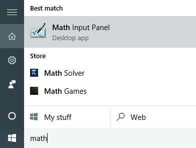 find math input panel