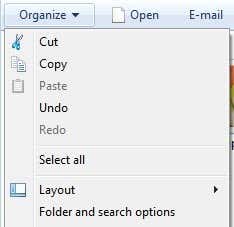 folder and search options