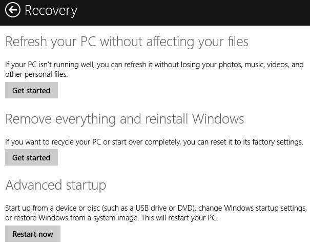 windows 8 recovery