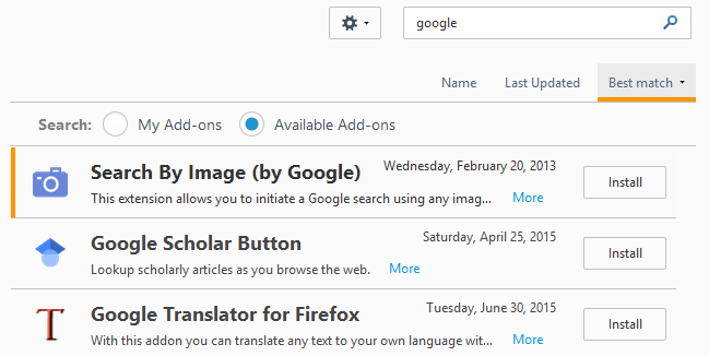 instalar el complemento de Firefox