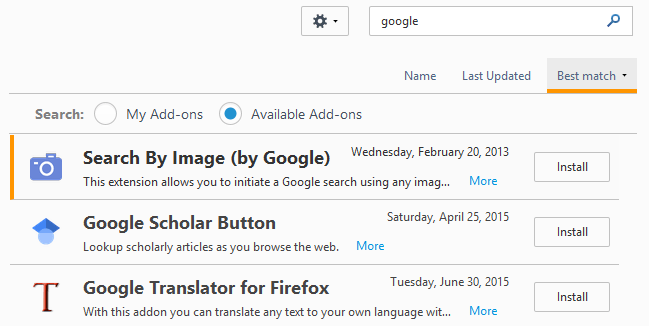 how to use extentions in firefox version 45