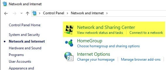 control panel network