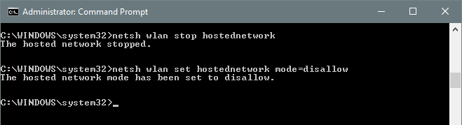 stop hosted network