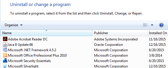 uninstall a program