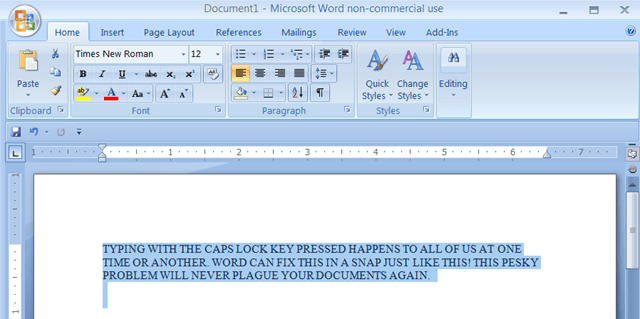 wheres the change case in word 2007