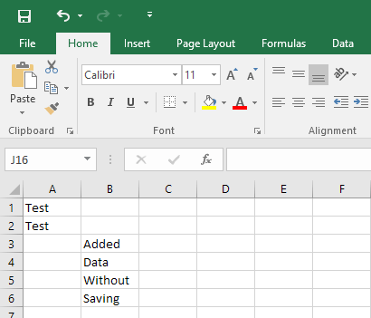 added data excel