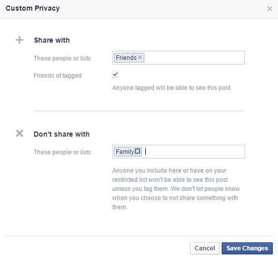 custom privacy facebook