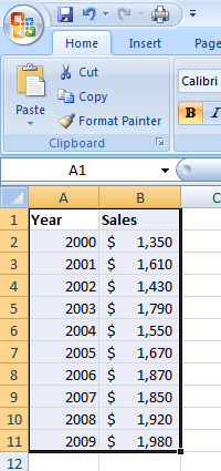 Excel 2007 Scatter Chart