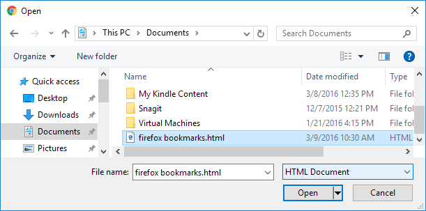 Transfer Bookmarks from Firefox to Chrome - 92