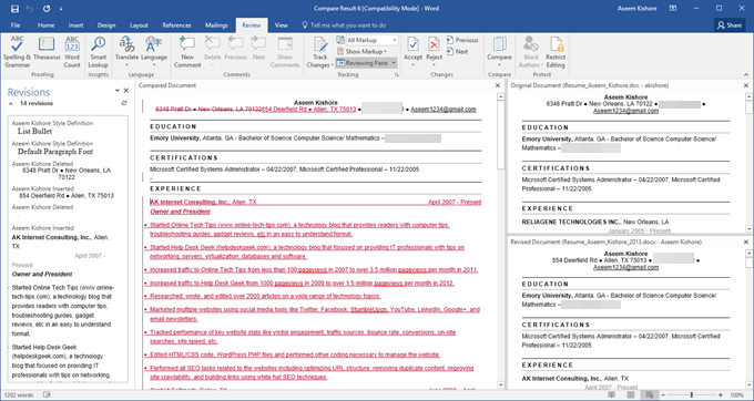 revisions view word