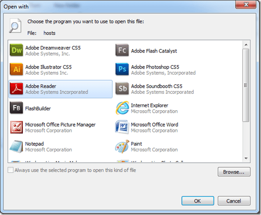 Choose a program prompt - Windows 7