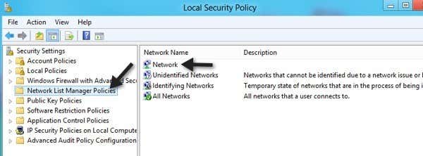 network list manager policies