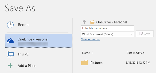 Save MS Office Files to Local PC Instead of OneDrive