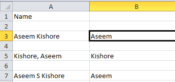 excel separate names