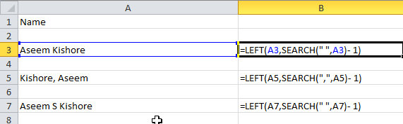 extract names excel