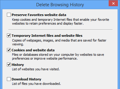 Delete browsing history