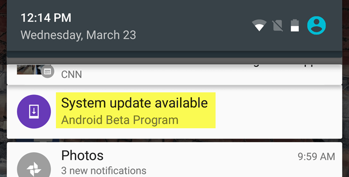 system update available