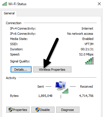 cómo ver los datos privados de WiFi en Windows Vista