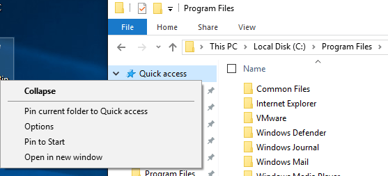 pin folder quick access