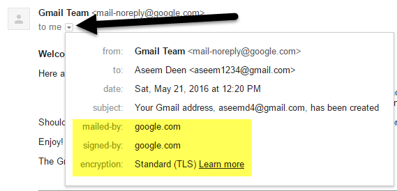 gmail show details