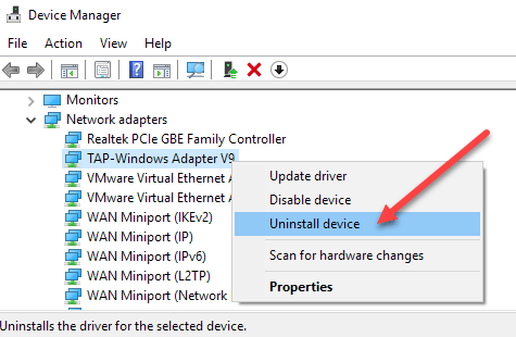 disable nic device manager