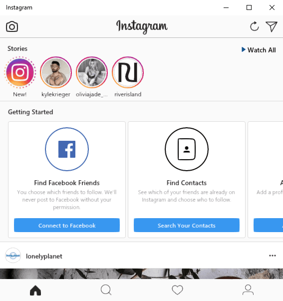 you then have a taskbar at the bottom to access your homepage search instagram view recent likes and view your profile - instagram download for pc with dm download instagram direct 2019