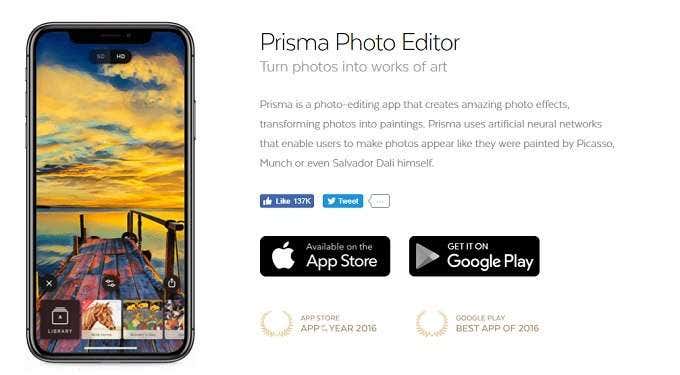 Prisma
- AI Photo Editing image