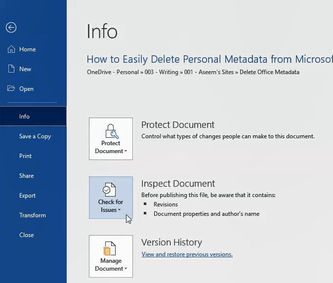 How to Completely Delete Personal Metadata from Microsoft Office Documents image 13