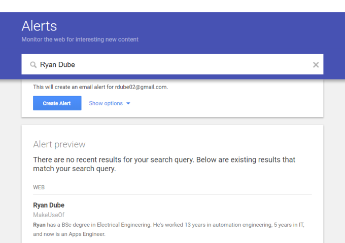Create Google Alerts for Your Name image 2