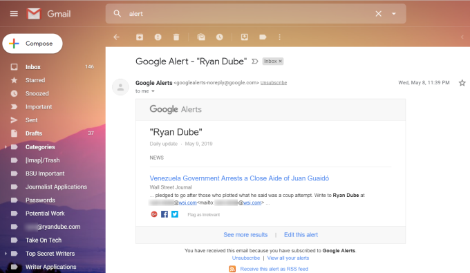 Create Google Alerts for Your Name image 3